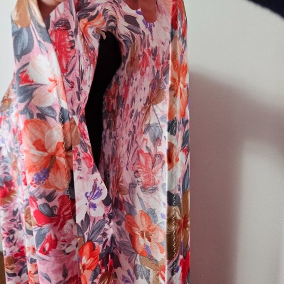 VTG 60s 70s Hawaiian Floral Kaftan Maxi Dress Mumuu Patio - Picture 7 of 14